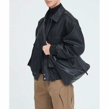 PUレザー　ラインストラップ　ショルダーバッグ　N1150