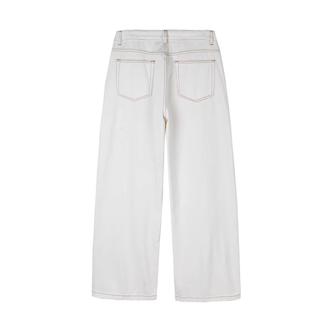 ブリーチホワイト　デニム　ワイドパンツ　N1056