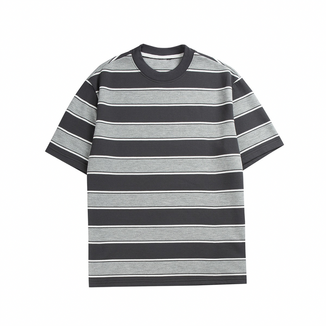 ビッグマルチボーダー　Tシャツ　N1369 グレー