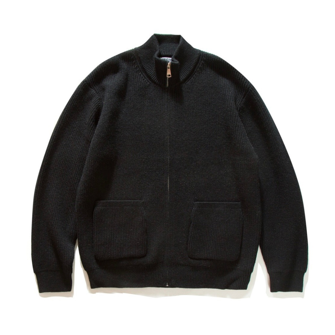 リブニット　スタンドカラー　ジップカーディガン　N891