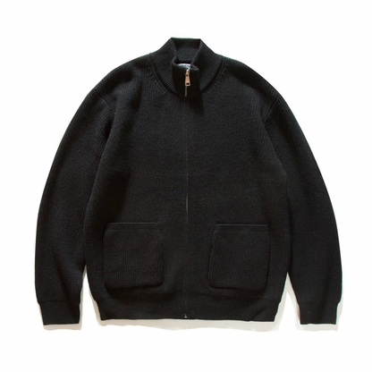 リブニット　スタンドカラー　ジップカーディガン　N891