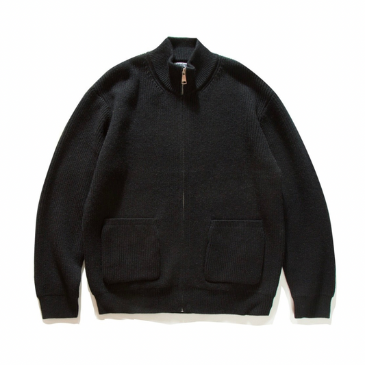 リブニット　スタンドカラー　ジップカーディガン　N891