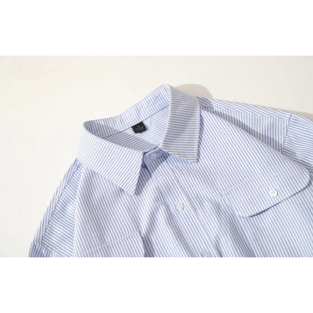 ペールストライプ　フラップポケット　シャツ　N1207