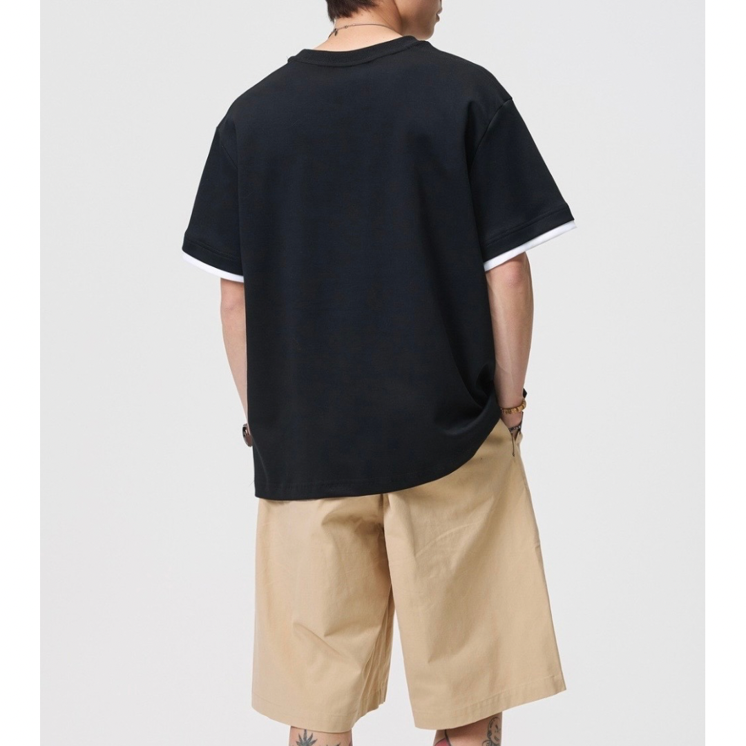 フェイクレイヤード　変形ラグランスリーブ　Tシャツ　N1551