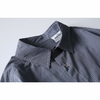 ミニマルネイビーチェック　ブロードシャツ　N1061