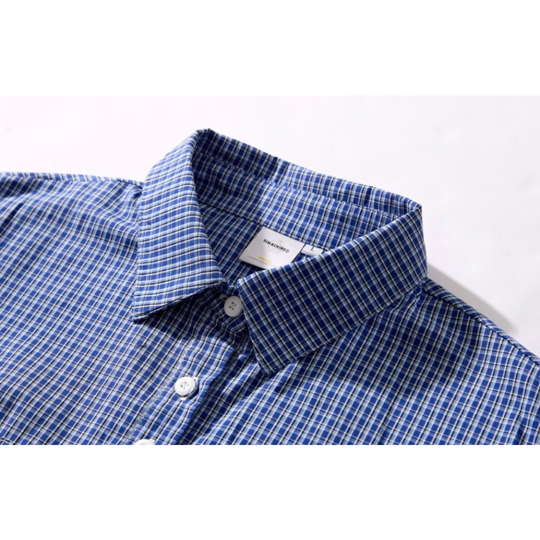 マイクロブルーチェック　プルオーバーシャツ　N1066