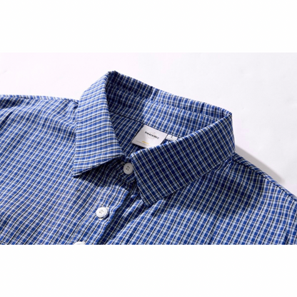 マイクロブルーチェック　プルオーバーシャツ　N1066