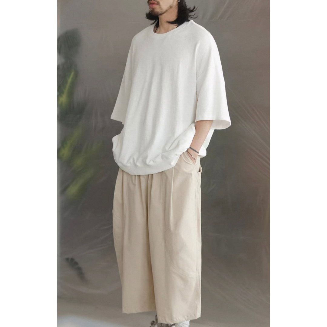 オーバーサイズ　ストレッチ　5分袖　Tシャツ　N1489