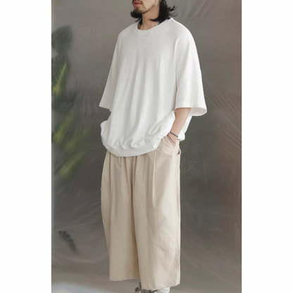 オーバーサイズ　ストレッチ　5分袖　Tシャツ　N1489