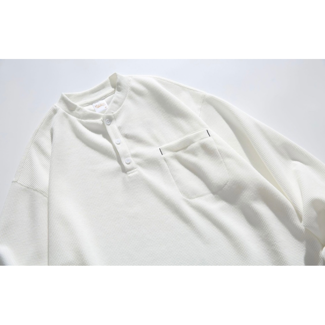 ポリコットン　ワッフル　ヘンリーネック長袖Ｔシャツ　N598
