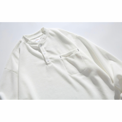 ポリコットン　ワッフル　ヘンリーネック長袖Ｔシャツ　N598
