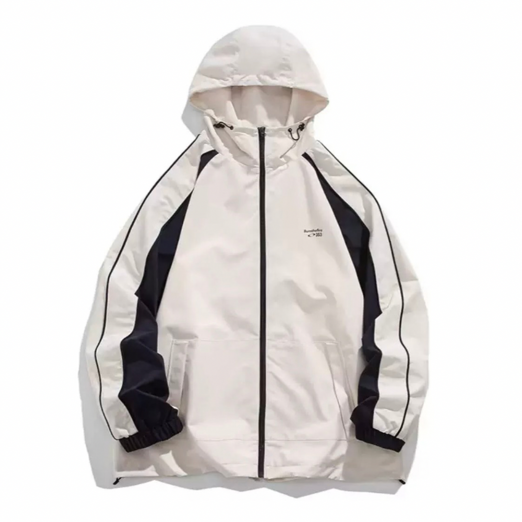 Two-tone Polyester Hooded Jacket N1284 ベージュ