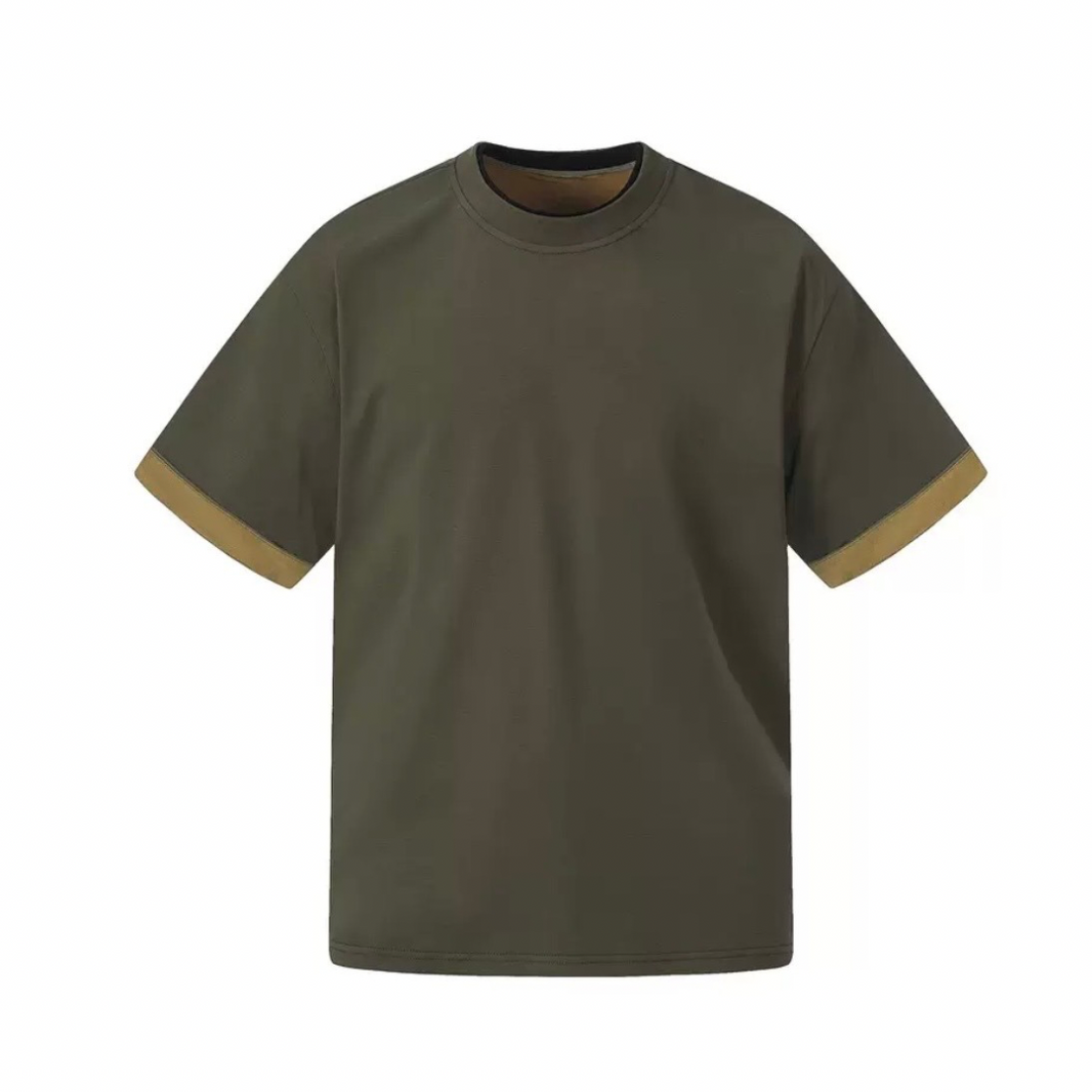 Cotton-Poly Bi-Color Hem T-Shirt N1591 アーミーグリーン