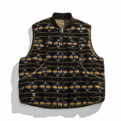 リバーシブル　ウェーブキルト＆フリース　ベスト　N819