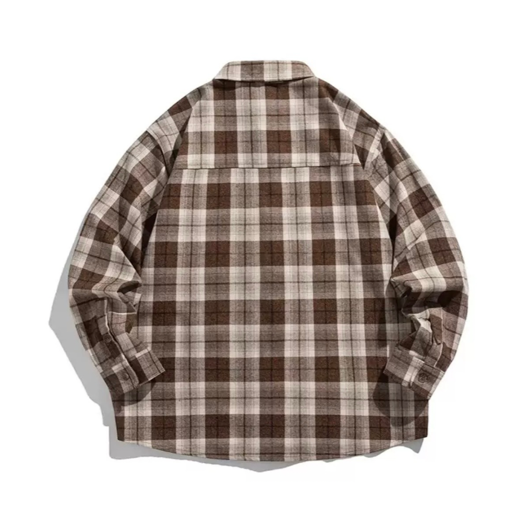 コットンポリ　ヘリンボンチェック　ネルシャツ　N1217