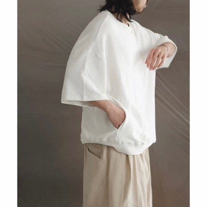 オーバーサイズ　ストレッチ　5分袖　Tシャツ　N1489