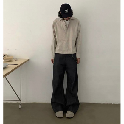 ワイドピッチストライプ　プルオーバーシャツ　N651