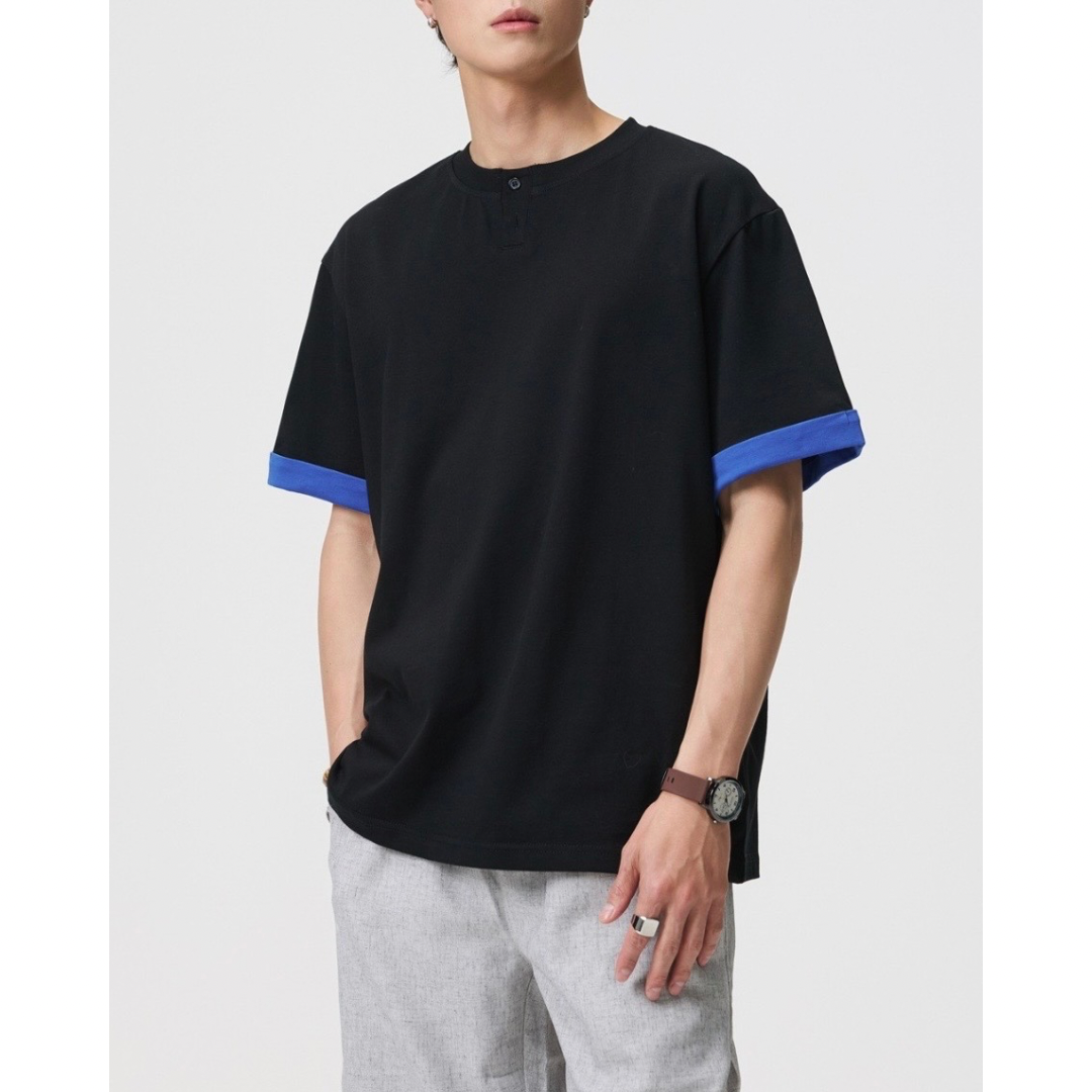 ブルーレイヤード　ヘンリーネック　Tシャツ　N1552