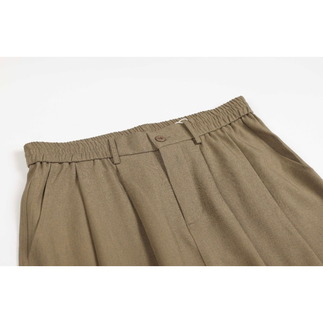ウールライクポリエステル　ワイドタックパンツ　N1387