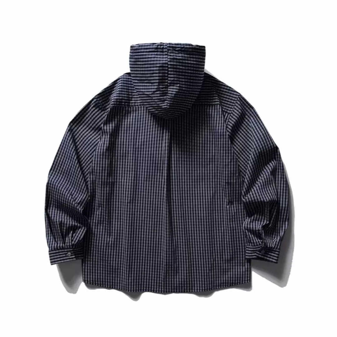 グラフチェック　フード　シャツジャケット　N1230