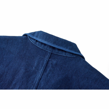 インディゴ染料め　刺し子織り　カバーオール　ジャケット　N1323