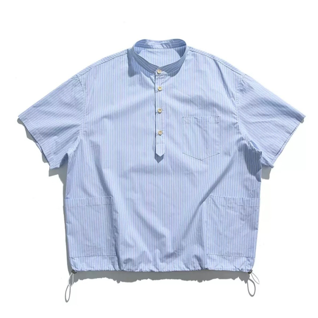 ストライプ　ハーフプラケット　半袖シャツ　N1292