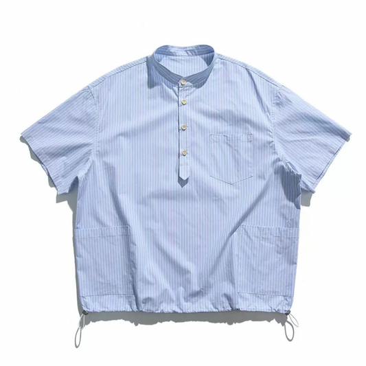 ストライプ　ハーフプラケット　半袖シャツ　N1292