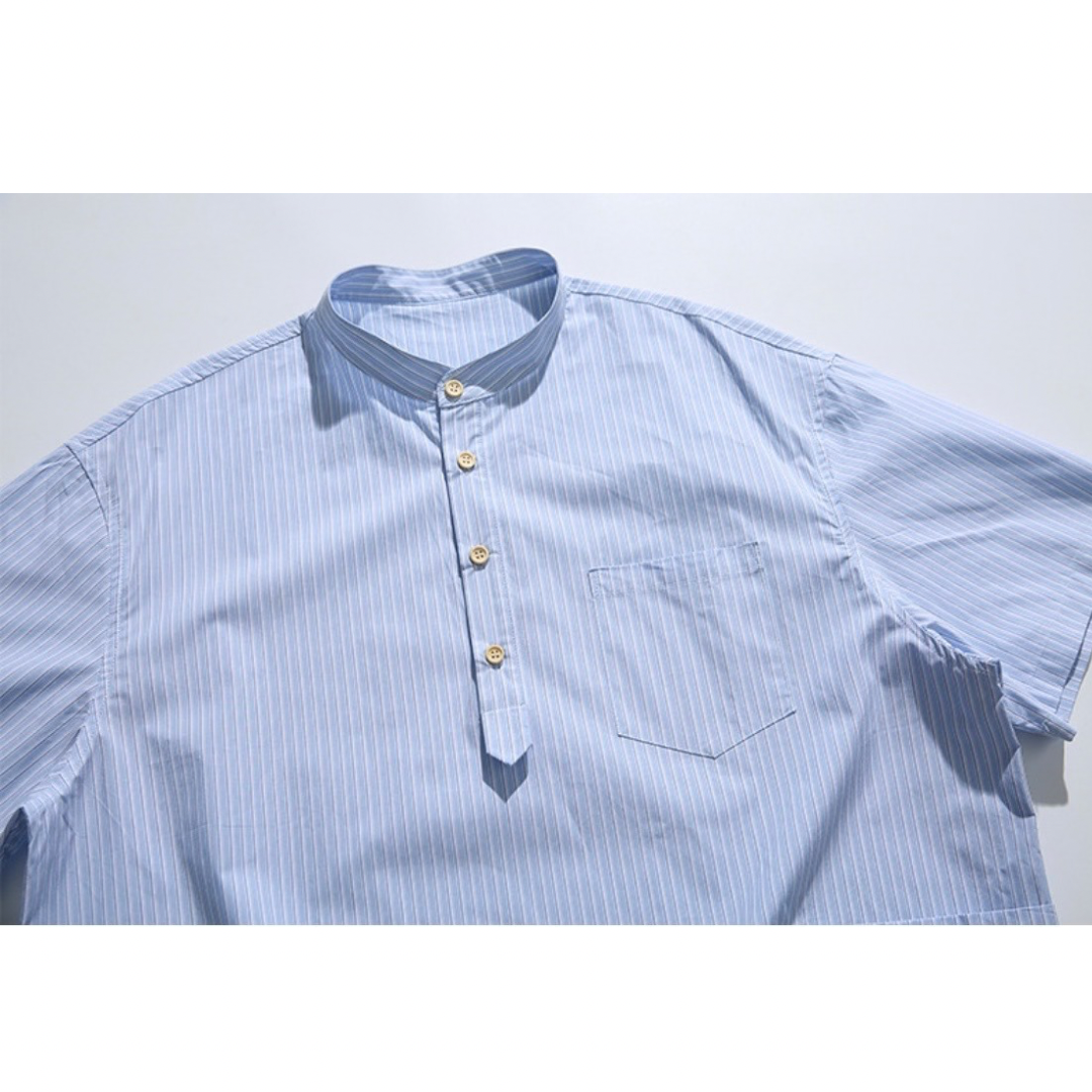 ストライプ　ハーフプラケット　半袖シャツ　N1292