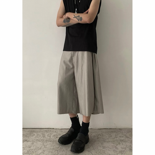 カットオフ　ストレッチ　ワイドクロップドパンツ　N509