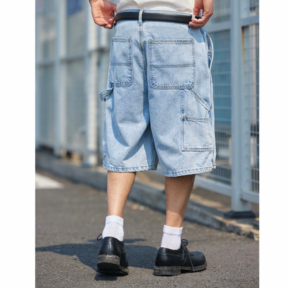 ダブルニー　デニム　ワイド　ショートパンツ　N1456