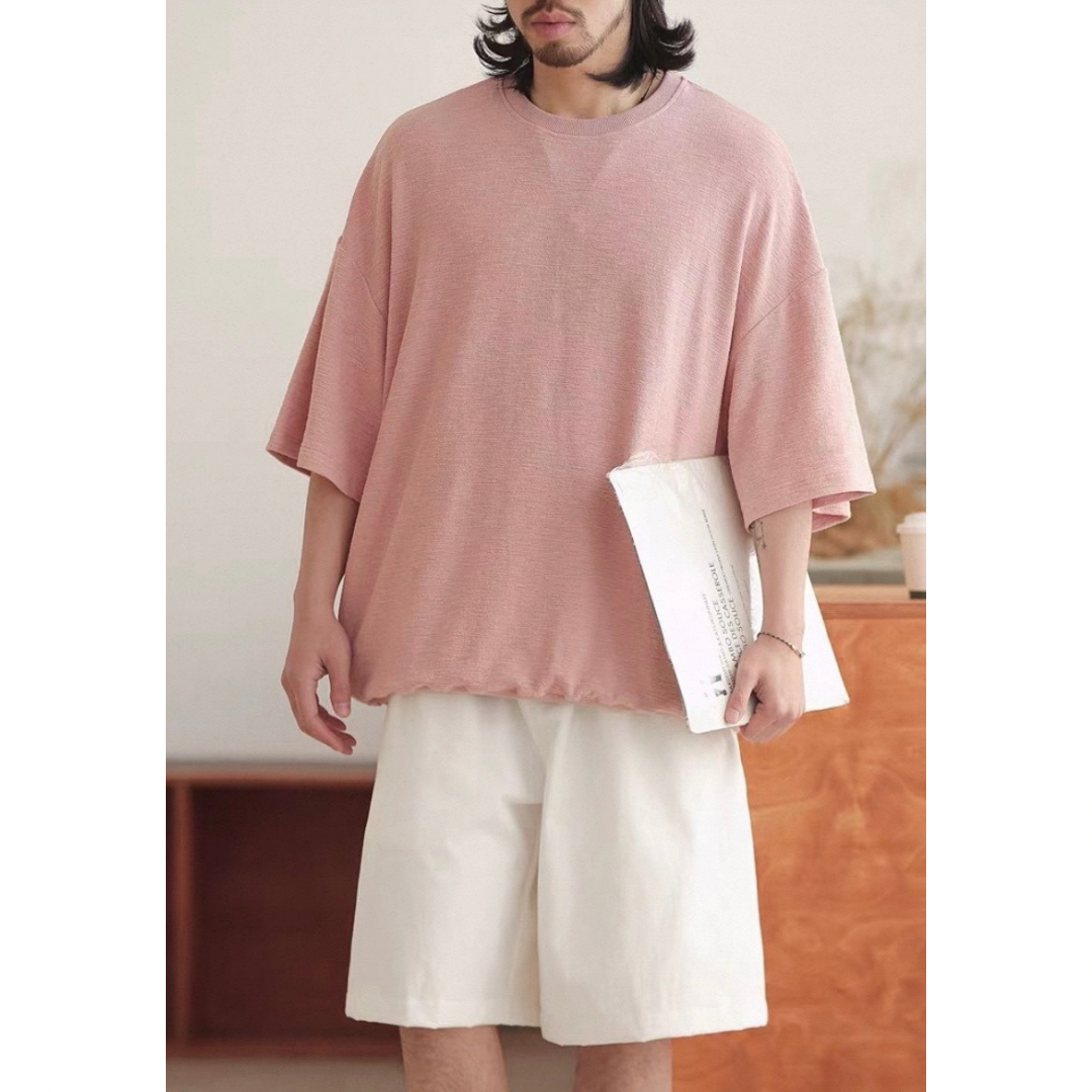 オーバーサイズ　ストレッチ　5分袖　Tシャツ　N1489