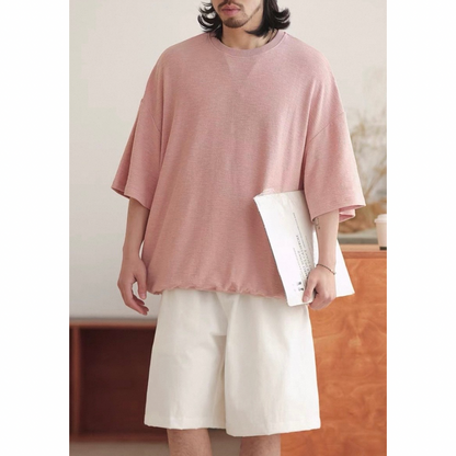 オーバーサイズ　ストレッチ　5分袖　Tシャツ　N1489
