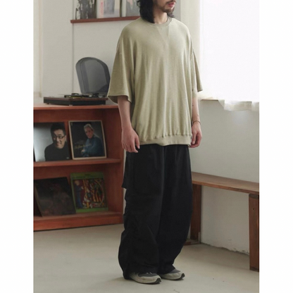 オーバーサイズ　ストレッチ　5分袖　Tシャツ　N1489