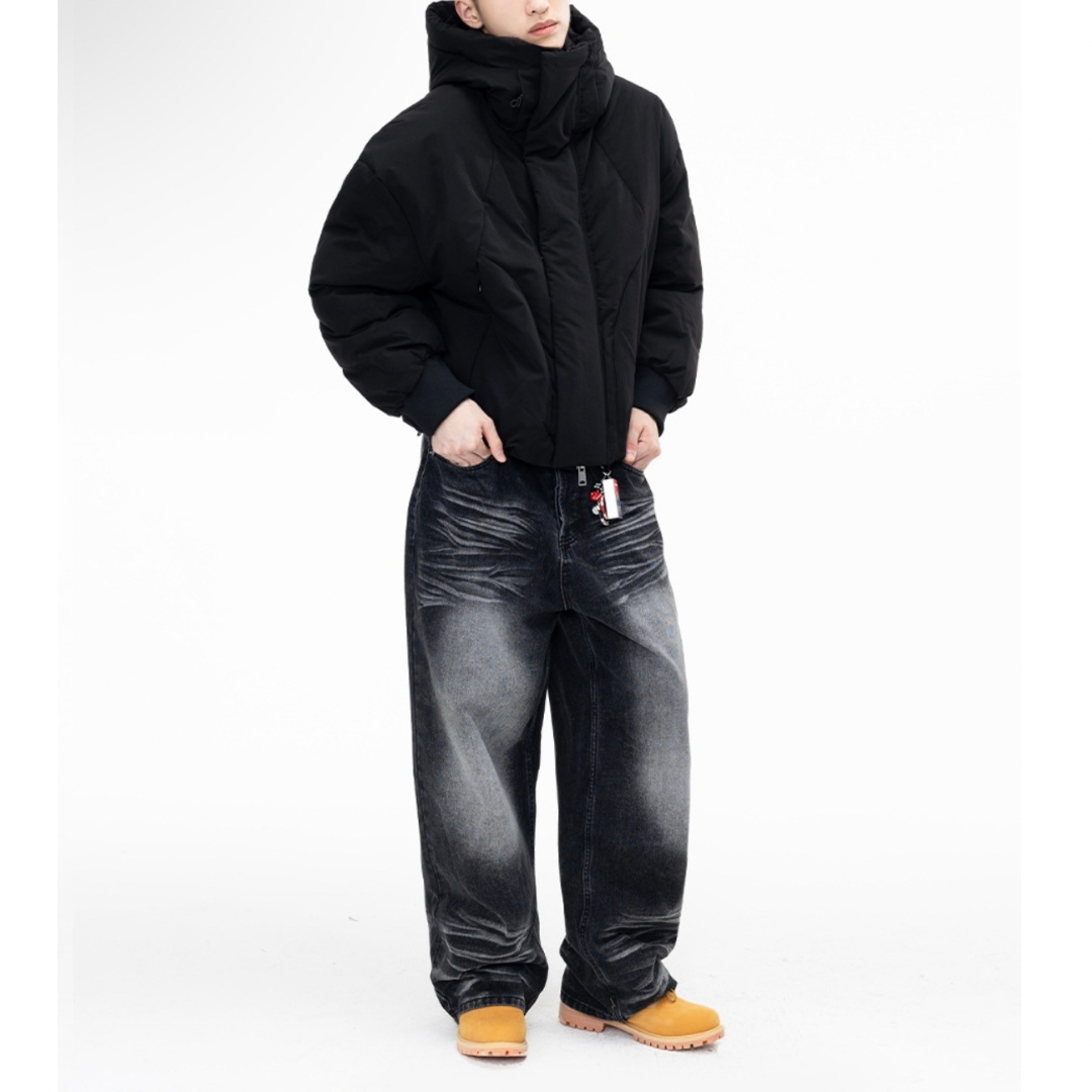 ホワイトダウン　変形パターン　フードジャケット　N915