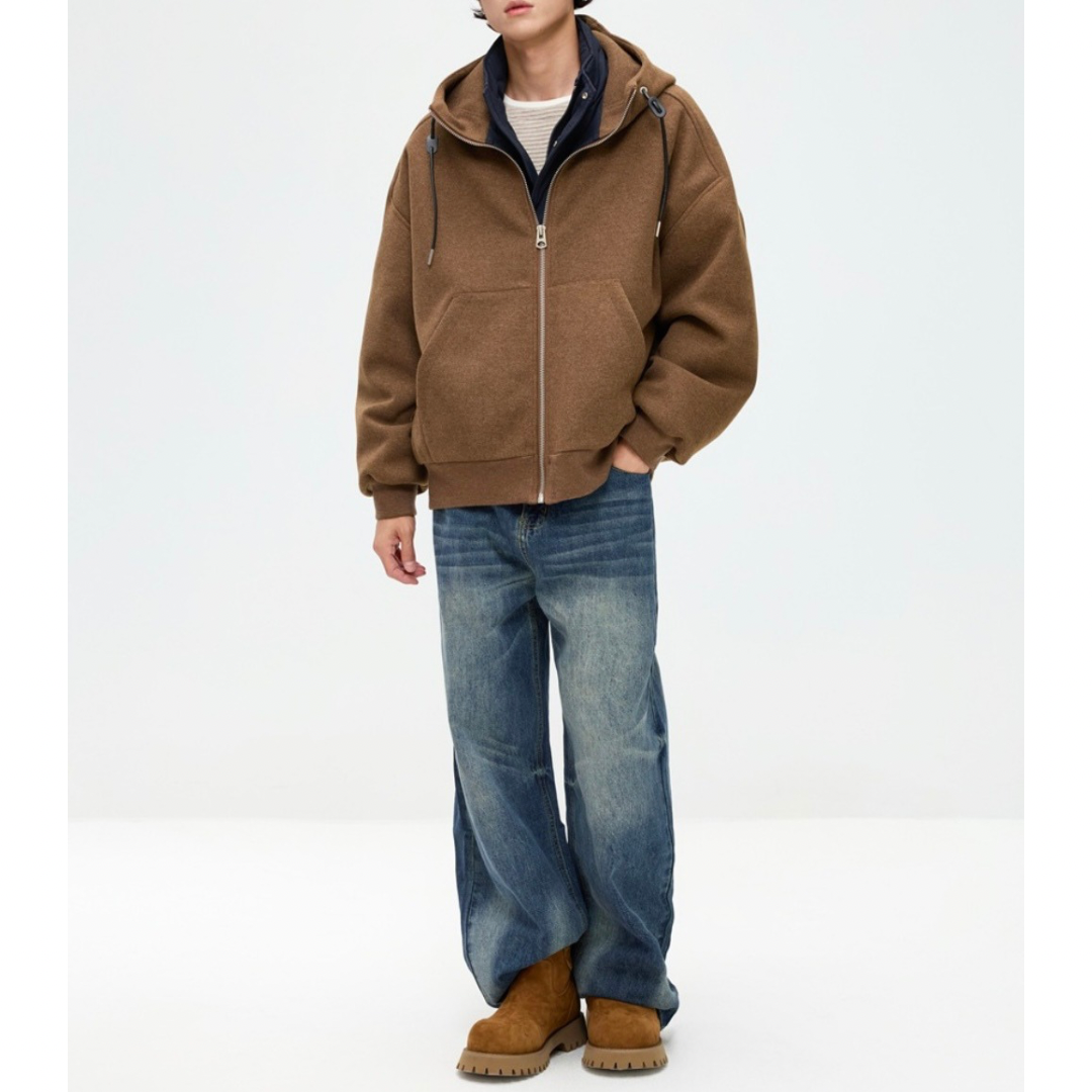 ダウンライナー　フェイクレイヤード　フードジャケット　N1007