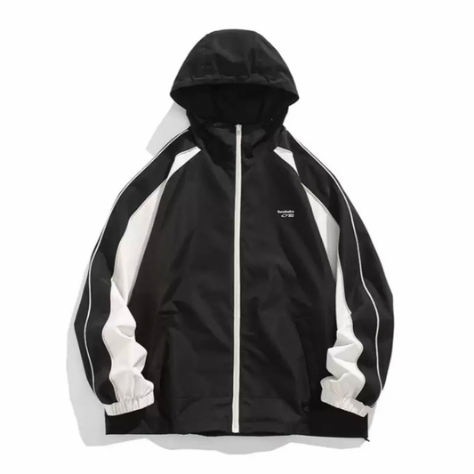 バイカラー　ポリエステル　フードジャケット　N1284