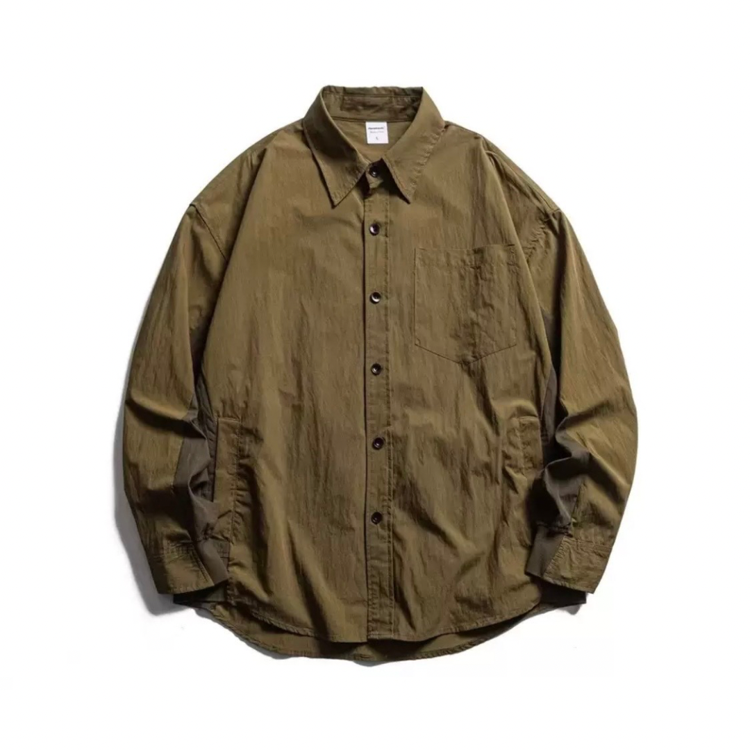 コットンナイロン　バイカラー　ポケット付き　シャツジャケット　N1235