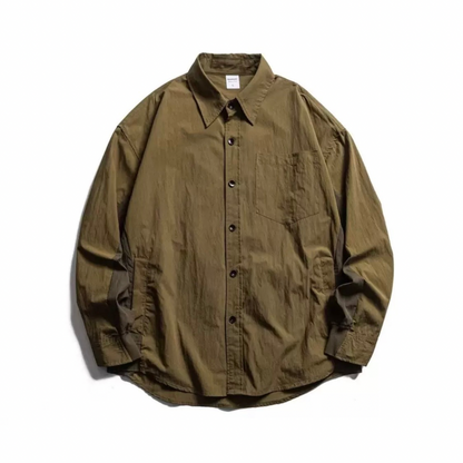 コットンナイロン　バイカラー　ポケット付き　シャツジャケット　N1235