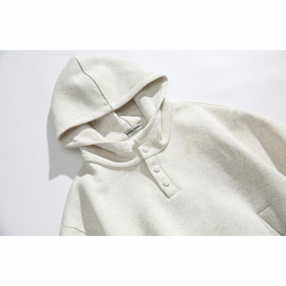 ハーフボタン　スウェット　フードプルオーバー　N1069