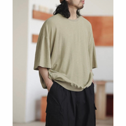 オーバーサイズ　ストレッチ　5分袖　Tシャツ　N1489