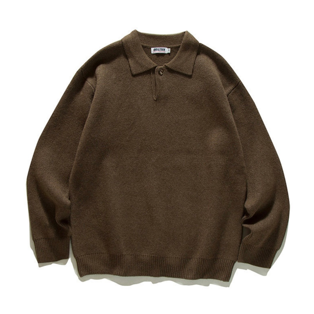 起毛天竺編み　ポロカラー　ニット　N903