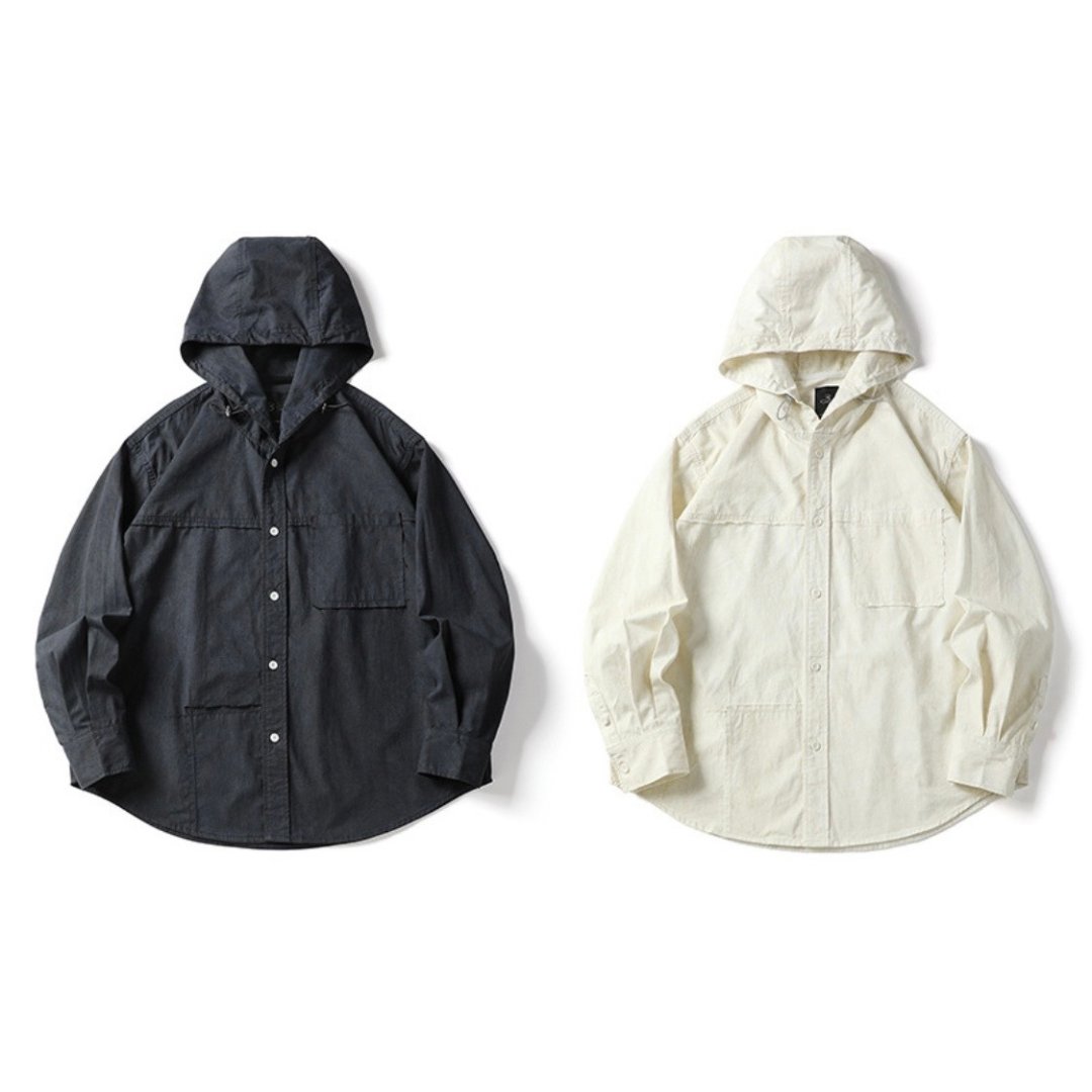 パッチワーク　フード　シャツジャケット　N1262