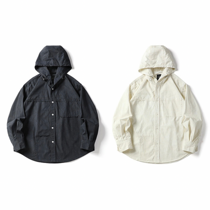 パッチワーク　フード　シャツジャケット　N1262