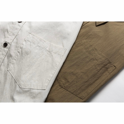 コットンナイロン　バイカラー　ポケット付き　シャツジャケット　N1235