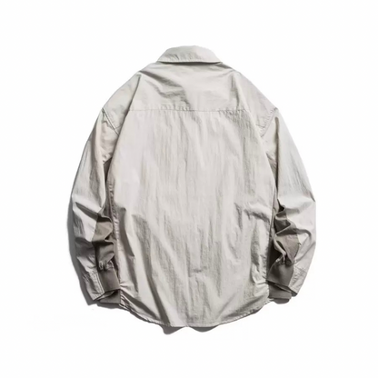 コットンナイロン　バイカラー　ポケット付き　シャツジャケット　N1235