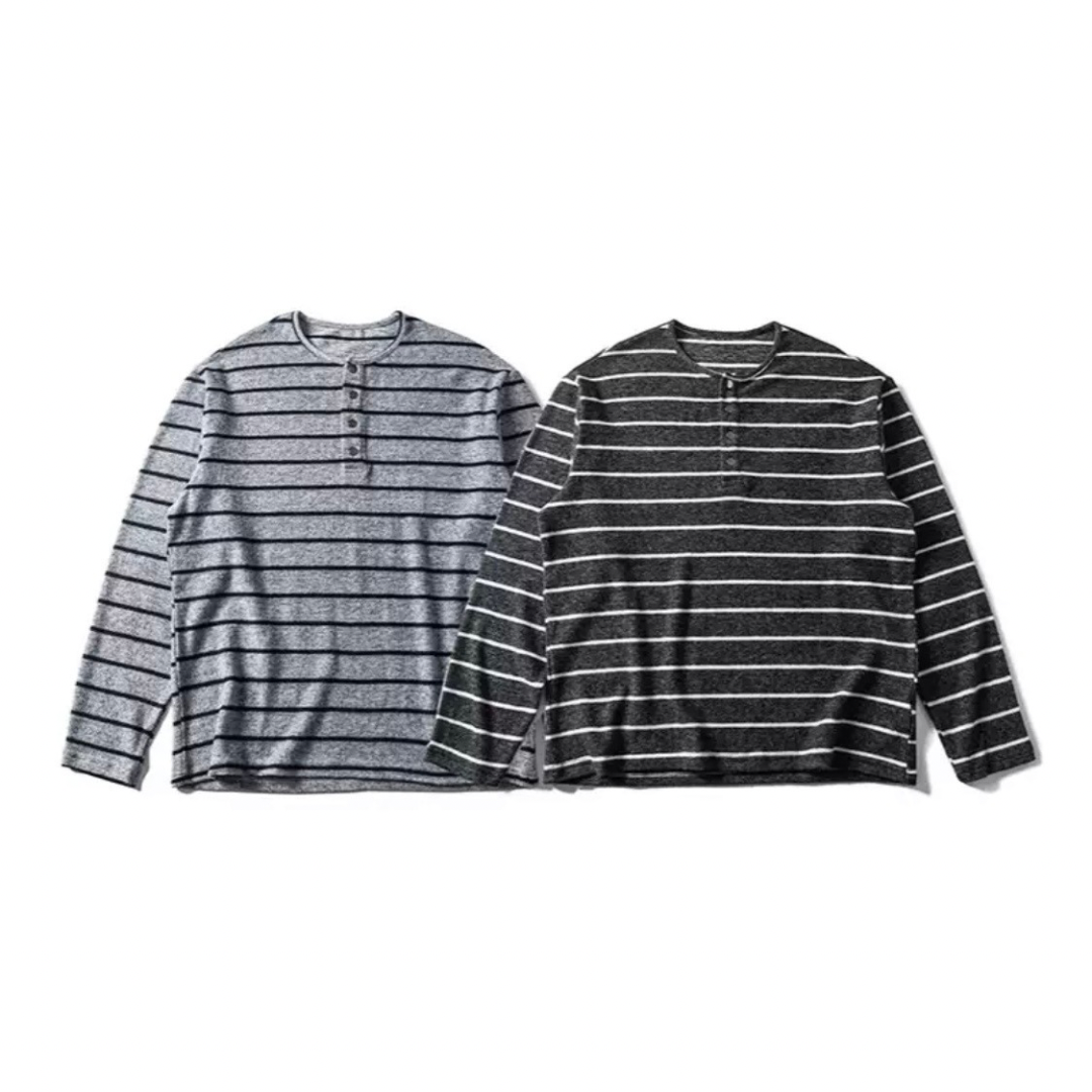 ヘンリーネック　ボーダー　長袖Ｔシャツ　N1223