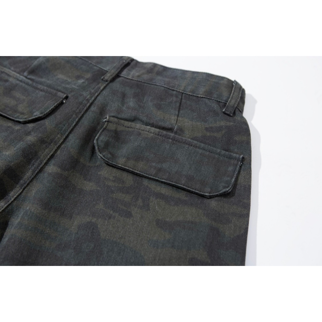 カモフラージュ　ダーティウォッシュ　ワイドパンツ　N1057