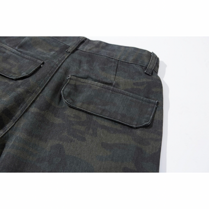 カモフラージュ　ダーティウォッシュ　ワイドパンツ　N1057