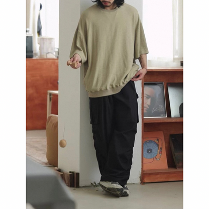 オーバーサイズ　ストレッチ　5分袖　Tシャツ　N1489