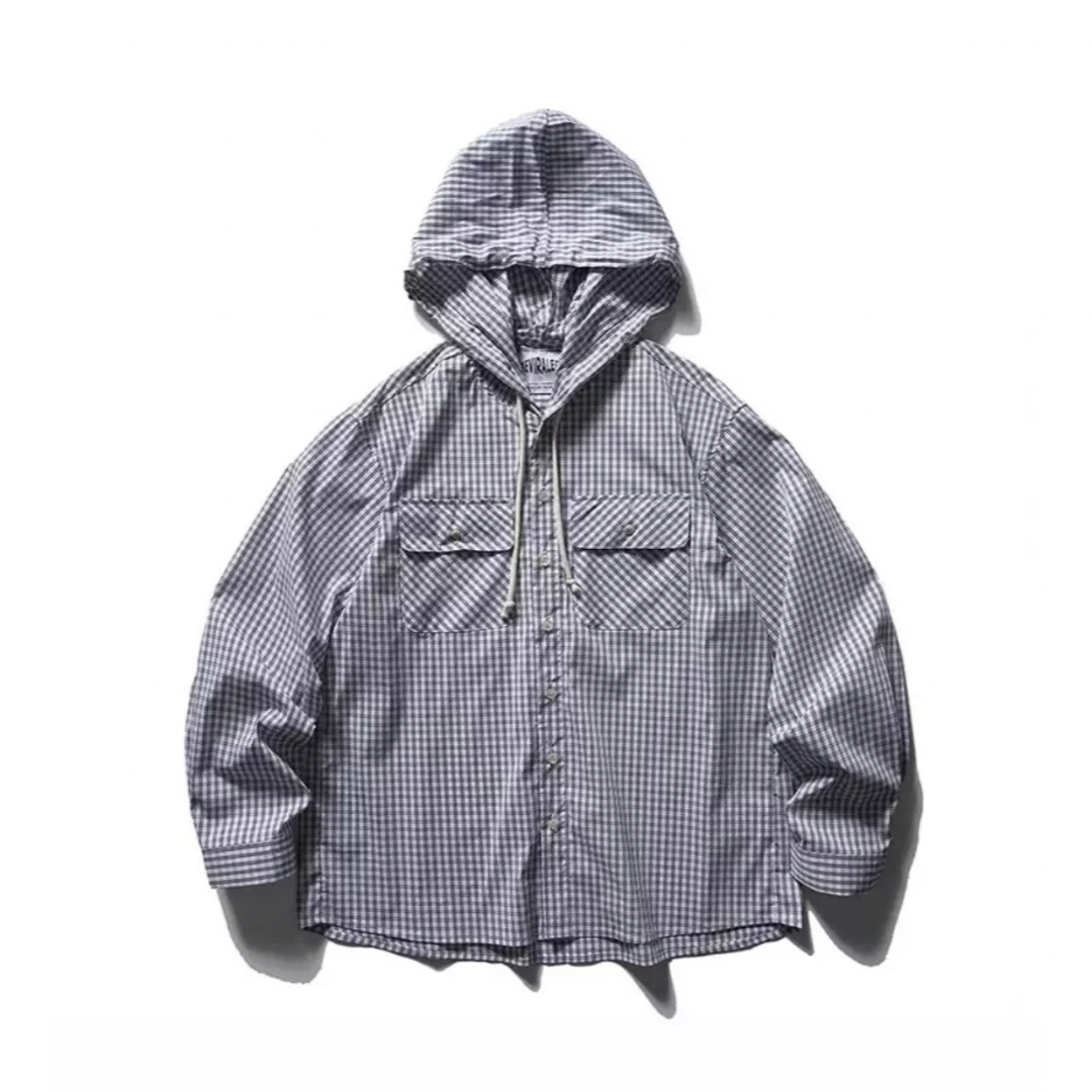 グラフチェック　フード　シャツジャケット　N1230